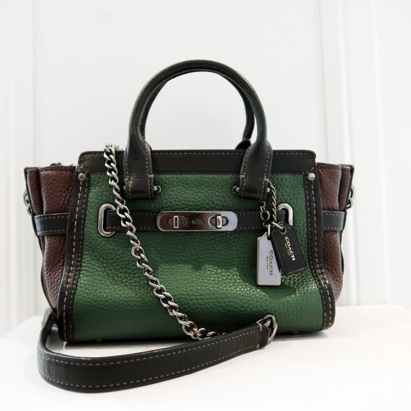 COACH Swagger  Chain Leather Crossbody Bag - Picture 1 of 12